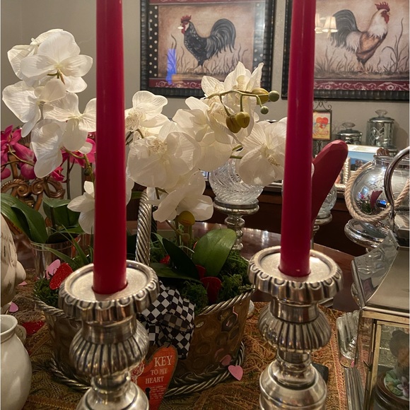 Decorative Crafts Inc. 12” Pewter Candle Stick Pair - Picture 9 of 13